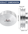Heavy Duty Aluminum Double Groove V Belt Pulley, 17mm Bore, 80mm Outer Diameter, 7mm Groove, side and top view dimensions