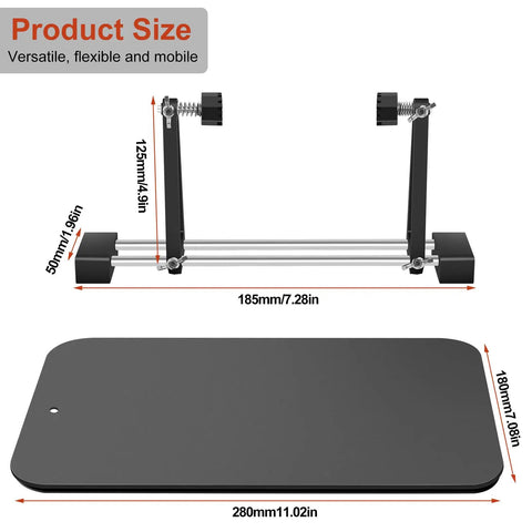 Magnetic Circuit Board Holder with Gooseneck Arms Adjustable 360 Degree Flip, steel base shown with measurements, 280mm x 180mm.