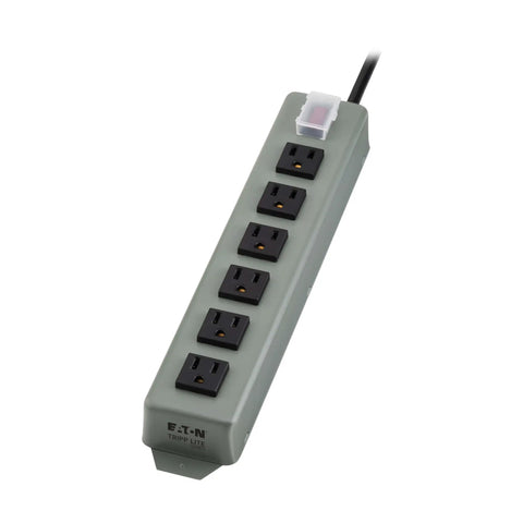 Heavy Duty 6 Outlet Metal Power Strip With 15ft Cord Mountable Wall Or Under Desk On Off Switch Cover Rugged Industrial Garage Shop Gear