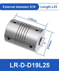 Heavy Duty Aluminum Elastic Shaft Coupler Connector For Motor Drive Systems With 6 To 10mm Bore Sizes And Thimble Design, D19mm L25mm.