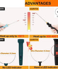 Comparison of heating capabilities of Dope Hot Wire Foam Cutter Kit 4 In 1 Upgrade Set with LED indicator and wire diameter.