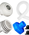 All In One 8 Piece Water Jet Connector Kit For Above Ground Pools With Skimmer Hose And Adapter B Outlet Strainer Grid Inlet Nozzle