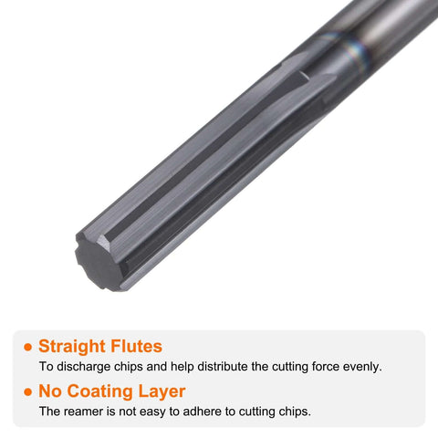 HARFINGTON carbide chucking reamer, 0.335 in diameter, straight flute, straight shank, black.