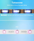 60 To 65 Inch TV Backlight Kit With App Control RGBWW LED Strips close-up showing RGB and white LED lights on a blue background.