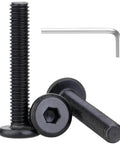 M4 X 30mm 20 Pack Flat Round Head Hex Socket Cap Screws In 304 Stainless Steel With Black Oxide Finish, Fully Threaded, Includes Hex Wrench