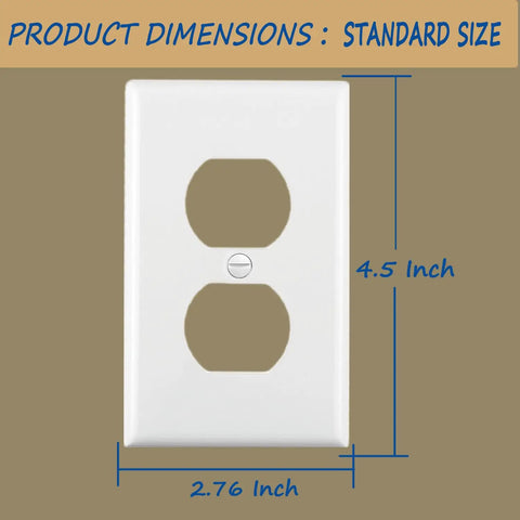 Ultra Durable Shatterproof Outlet Wall Plates 1 Gang Duplex Covers 12 Pack White Polycarbonate Thermoplastic UL Listed