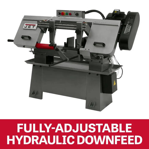 Heavy Duty 8 Inch By 13 Inch Metal Cutting Horizontal Band Saw With One Point Five HP Motor And Adjustable Hydraulic Downfeed 115 Or 230 Volt Single Phase For Garage Shop And Light Industrial Use