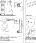Installation diagram for Rolling Ladder Hardware Kit With Floor Roller Track, 100cm Adjustable Sliding Ladder System for various heights.