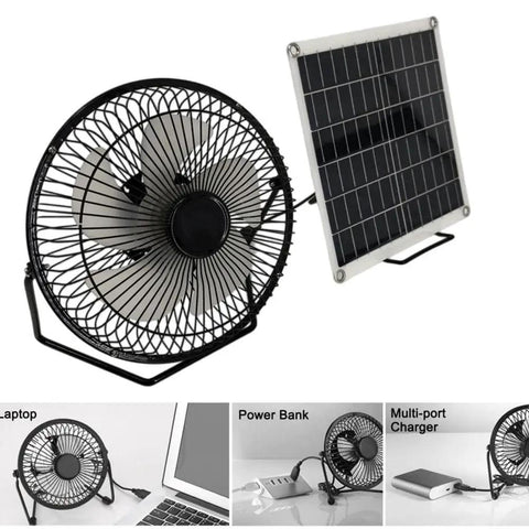 Solar Powered Fan With USB Power Supply For Outdoor Camping RV Greenhouse Dog Kennel And Trailer 8 Inch Adjustable Table And Floor Air Circulator