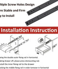 Installation guide for Top Shelf Heavy Duty Black Drawer Slides Pair Full Extension Smooth Glide Runners with multiple screw holes.