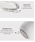 Slick 2 In 1 Self Stirring Heated Coffee Mug With Automatic Mixing And 3 Chill Proof Temp Modes For Coffee Milk Cocoa Protein Shakes 300 Ml Stainless Steel image showing dust cover and energized ring features