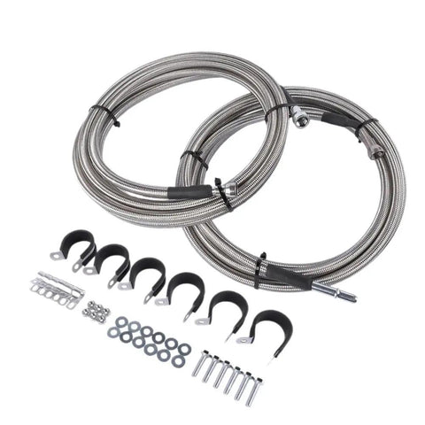 Premium Fuel Line Kit AP02 QFF0015SS For Chevy Cobalt HHR Ion G5 2005-2010 Reliable Direct Fit Replacement Hose Assembly That Keeps Your Ride Running Smooth And Safe Down The Road. braided stainless fuel hose kit with clamps, washers, and fittings
