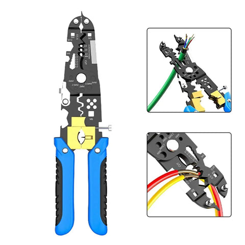 29-In-1 Multifunctional Wire Stripper Pliers Heavy Duty Crimping Cutting Tool For Electricians showing detailed tool functions.