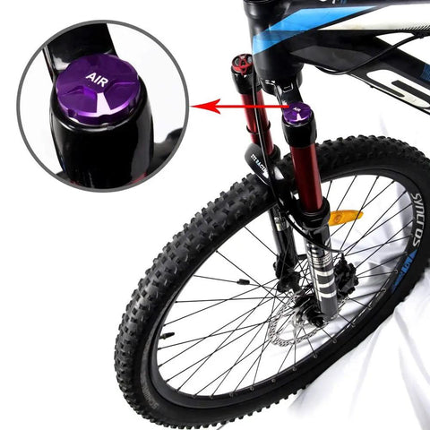 CNC Aluminum Mountain Bike Fork Valve Cover Upgrade Front Fork Cap Protector Beefed Up Lightweight Durable Alloy Shield for MTB Replacement Part High Strength Dust Proof Shock Resistant Easy Install Purper Purple Color
