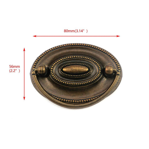 4 Pcs Antique Brass Bail Drawer Pulls Oval Drop Swing Handles For Dresser And Cabinet, Zinc Alloy Hardware with 2.32 Inch Hole Distance