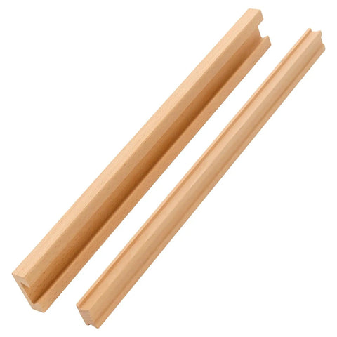 Solid As A Rock Wooden Drawer Slides Six Pack 15.7 Inch Center Tracks With Metal Rollers Heavy Duty Dresser Slider Kit showing two wooden glides.
