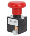Heavy Duty Metal Emergency Stop Switch With Latching Design For Electric Forklifts And Pallet Cars Fast Cutoff Push Button 125A DC80V close-up with red actuator