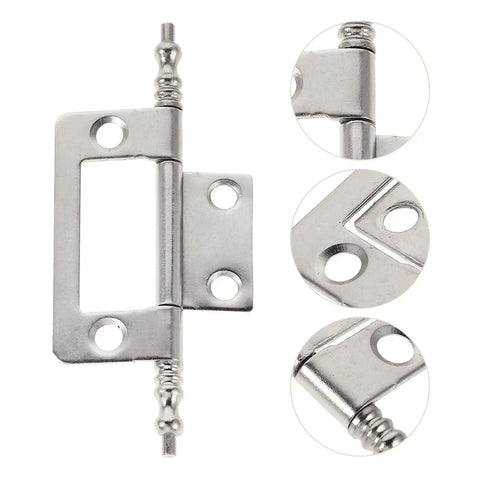 16 Piece Nickel Plated Concealed Cabinet Hinges, 2 Inch Flush Mount Butt Hinges for Wood Boxes and Closet Doors, close-up view