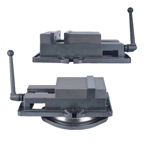 Heavy Duty Rotatable Milling Machine Bench Vice in 5, 6, Or 8 Inch Sizes showcasing a durable hardened steel frame with quick tool change.