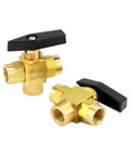 Premium Brass One Quarter Inch NPT Three Way Ball Valve With L Port Panel Mount Instrument Fittings Female NPT Connectors Heavy Duty 1500 PSI Durable Pack Of Two