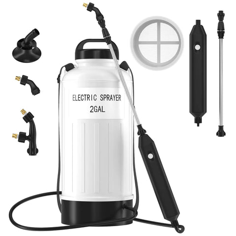 Rechargeable 2.11 Gallon Garden Sprayer With USB Powered Handle 2200mAh Battery Long Runtime Retractable Wand and Nozzles
