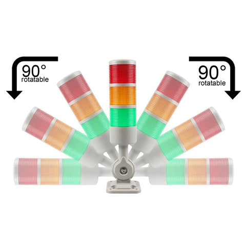 Heavy Duty Five Tier Signal Tower Stack Lights With Rotatable Base And Built In Sounder Alarm Steady Flashing Options For Busy Manufacturing Floors Tough Shell Design Straight Wire Connection Rock Solid Reliability Guaranteed Performance