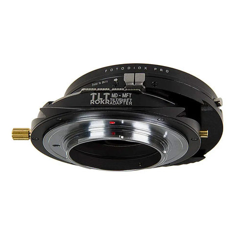 Tilt Shift Lens Mount Adapter For Minolta Rokkor SLR Lenses To Micro Four Thirds Mirrorless Bodies 20mm Total Shift 10 Degrees Tilt 360 Degree Rotation Dial In Vintage Glass For Modern Cameras Rugged Craftsmanship Pro Grade Gear 2 Year Warranty, black metal adapter