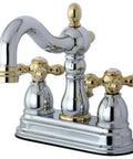 Heritage 4 Inch Centerset Lavatory Faucet with Metal Cross Handle in Chrome and Polished Brass Finish built to last