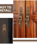 Antique Style Brass Cabinet Handles 2 Pack Vintage Drawer Pulls for Kitchen and Wardrobe installed on wooden cabinet