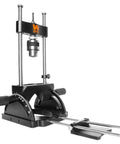 Heavy Duty Portable Drill Guide Slick Adjustable Drill Press Attachment No Sweat Precision Woodworking Tool Beast Mode with aluminum base.
