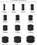 Silicone Ear Gauge Stretching Kit 13 Pairs Black Soft Tunnels Plugs Double Flared Gauges Starter Set 8G To 25mm sizes displayed.