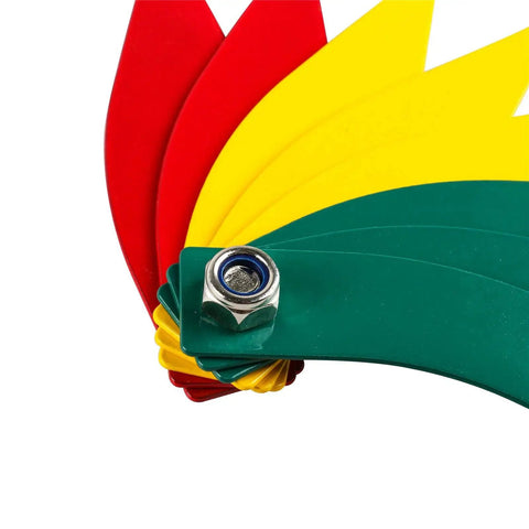 Hella Solid Brake Lining Thickness Gauge Sae And Metric Ruler For Disc And Drum Brakes Color Coded Steel with colored leaves  for easy measurement.