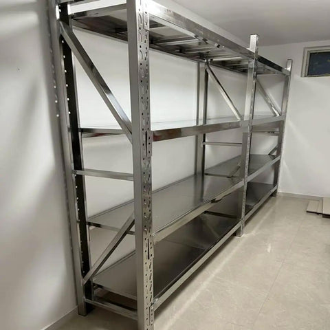 Ultra Durable 4 Shelf Garage Organizer Rack With 304 Stainless Steel Build For Tools, Power Cords And Storage Bins, Single Post Design