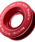 Heavy Duty Recovery Ring 66,000 Lbs For Winch Snatch Off Road SUV UTV ATV Truck Pulley Towing Ring For Synthetic Rope And Soft Shackle 7075 Aluminum CNC Machined Corrosion Resistant Red, angled view