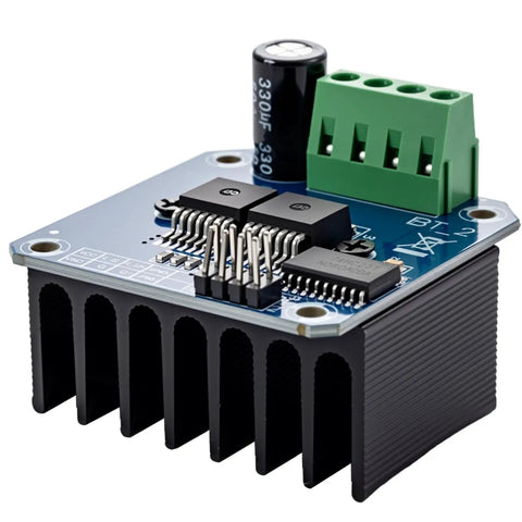 Two Pack BTS7960 43A High Power Motor Driver Module For DIYers, Hobbyists, Robots And RC Projects With 5V Logic Isolation, PWM Control, Heat Sink Ready, LED Indicator, Ground Pin, Solder Friendly Board, black heatsink