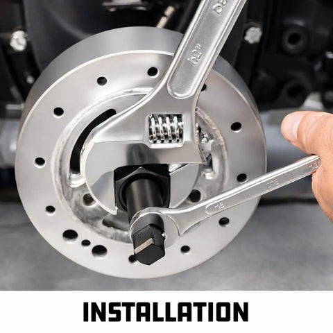 Harmonic Balancer Puller And Installer Tool Set For Cars And Light Trucks With Threaded Holes in use during engine installation