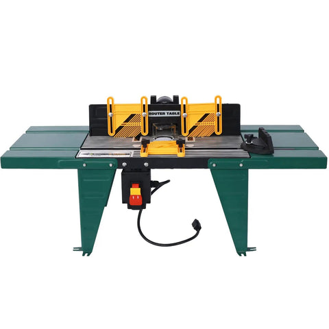 Slick Heavy Duty Benchtop Router Table With Solid Steel Frame And Easy Adjust Fence Featuring Wide Glide Surfaces For Mess Free Woodworking, 34x13.5 inches.