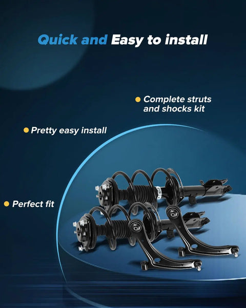 Front Struts Suspension Kit For Dodge Caliber 2009 2010 2011 2012 And Jeep Compass Patriot 2007 2017 Bolt In Front Shocks And Struts Assembly, two black struts and control arms