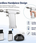 Professional Veterinary Mini Electric Bone Drill With Dual Batteries Adjustable Chuck And Sterilization Case For Sharp Small Animal Surgery Kicking Out 800 To 1200 Rpm Slick Operation, cordless handpiece design with batteries.
