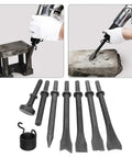 Pneumatic Hammer Kit With Eight Heads Chisel Set For Rust Removal And Metalworking Heavy Duty Punch And Chiseling Tools in use