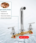 Long Reach Wall Mount Tub Filler With Two Level Handles Solid Brass High Flow Roman Tub Faucet 3 Hole Setup Rough In Valve Included Polished Chrome Built To Last with high-quality brass and polished chrome finish.