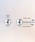 Heavy Duty Titanium Screw Back Flat Back Ball Stud Earrings For Women And Men With Hypoallergenic Nickel Free Build, 5mm ball size.