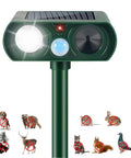 Outdoor Solar Powered Ultrasonic Animal Repeller With Motion Sensor And LED Flashing Light, Waterproof Yard Pest Deterrent
