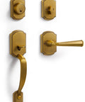 Antique Brass Front Door Handle And Deadbolt Set With Reversible Lever Handleset Dope Security Lock And Key Single Cylinder