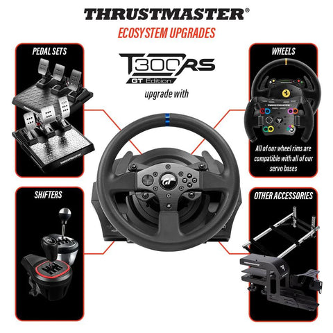 Thrustmaster T300RS GT steering wheel with pedals and shifter, black base, PS5/PS4/PC compatible