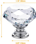 Diamond Cut Crystal Glass Drawer Knob Set 30mm Knobs With Aluminum Base 12 Piece Cabinet Pull Handles For Cabinets Dressers And Drawers Sparkling Clear Crystal Accent Hardware, 30mm crystal knob with aluminum base
