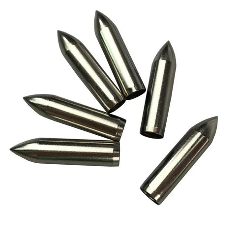 Glue On Field Points For Archery 12 Pack Stainless Steel Tips For 6mm Wooden Bamboo Arrows 7mm OD 6mm ID 1.181 Inch Long