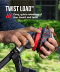 User reloading the line on 40 Volt Brushless Cordless String Trimmer With 16 Inch Cut Width and Multi Head System using Twist Load technology.