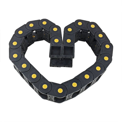 Heart-shaped R55 25mm By 57mm Open Type Plastic Cable Drag Chain Carrier For Wires 1 Meter Length CNC Black