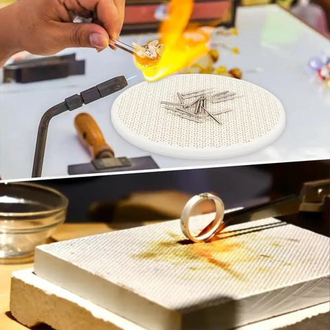 Honeycomb Ceramic Soldering Boards Set With 2 Round And Rectangle Boards And 20 Stainless Steel Needles For DIY Jewelry Making Melting And Casting Gold Tools
